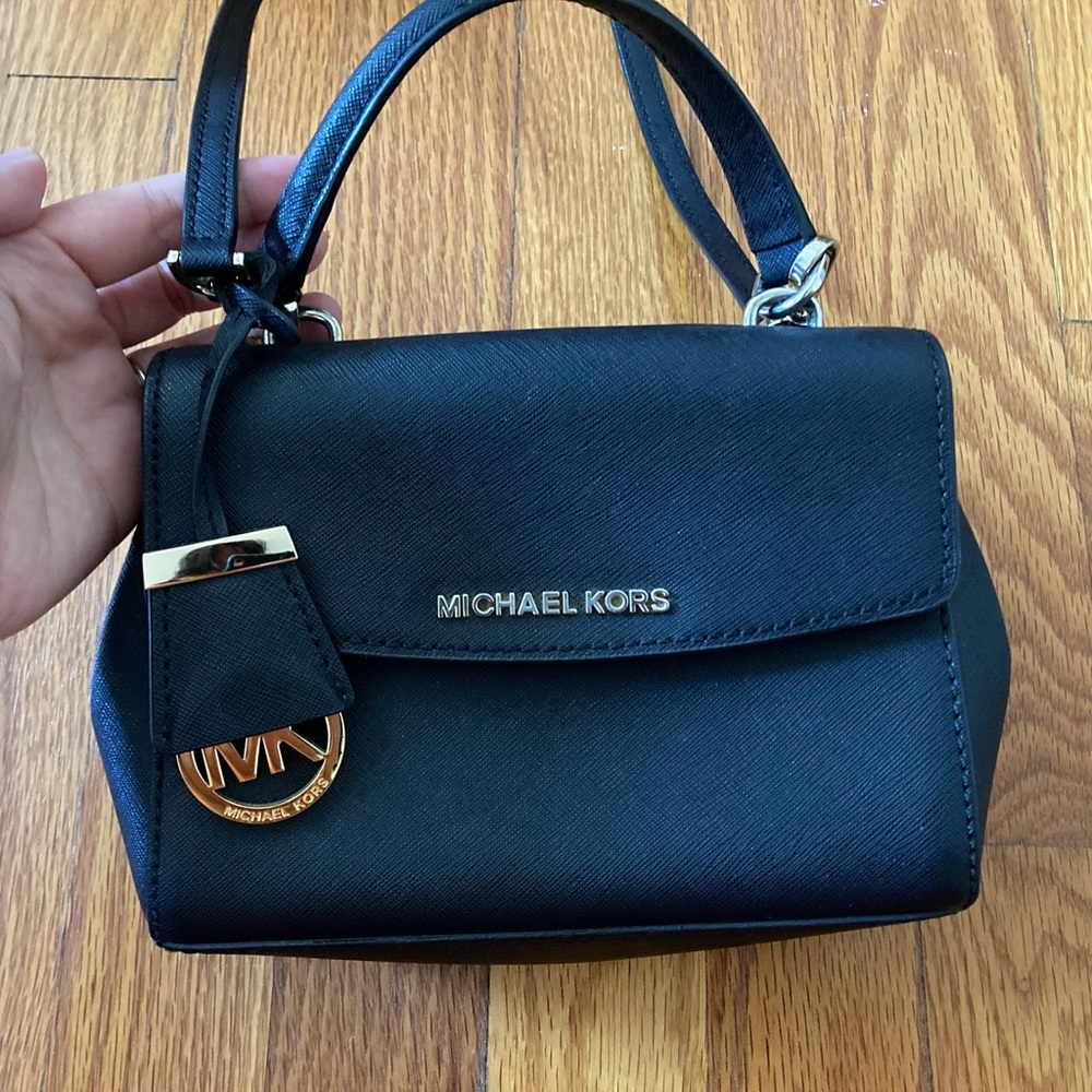Michael Kors Ava Extra-Small Mini Saffiano Leather Crossbody Bag Purse in Black